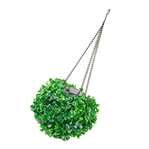 Housoutil Blumen-Gras-Kugel-kronleuchter Solarleuchten Für Außen Solar-hängepflanzenlampe Künstliche Formgehölze Hängende Formschnittbälle Lebensechter Pflanzenball Eisen Hochzeit Kunstrasen von Housoutil