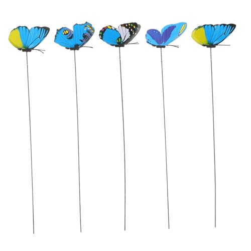 Housoutil Bunte Schmetterlings-Gartenstecker für Blumentöpfe, Gartenbeete und Innendekoration, einfache Installation, 5 Stück von Housoutil