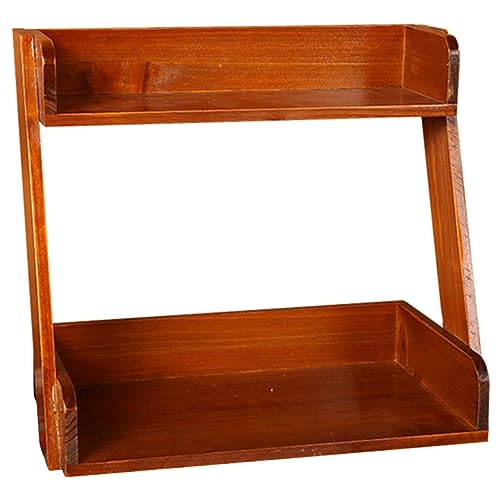 Housoutil Desktop-Lagerregal Schreibtisch Anzeige Desktop-Speicher-Organizer Gestell Weiß groß Abteil Desktop-Regale Tabletop - Displayhalter Bürospeicherregal Tischregal Holz von Housoutil