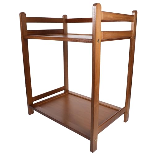 Housoutil Desktop-lagerregal Tisch Monitor Anzeige Spitze Parfümregal Bahnhof Steigleitung Steht Spender Kleines Schalter Mehrschichtiger Speicherhalter Regalteiler Holz Brown von Housoutil