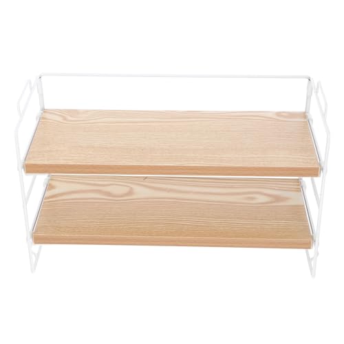 Housoutil Doppelschicht-Bücherregale Schreibtischbuchregal Schreibtisch ablage kleines Tischregal Schreibtisch Organizer Tisch-Bücherregal Tischplatte Büroregale Thekenregal Holz von Housoutil
