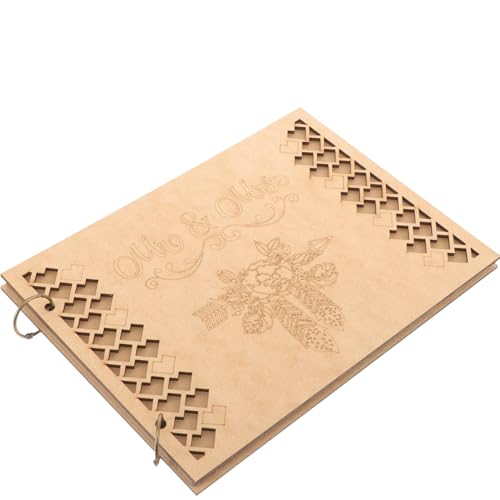 Housoutil Gästebuch Holz mit Seiten Rustikales Design Personalisierbar zur Aufzeichnung von Gästewünschen für Ihre Feierlichkeiten von Housoutil
