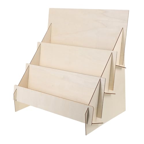 Housoutil Holz Displayständer Stufig Organizer für Grußkarten Fotos Broschüren und Handy Stabiler Holzaufsteller für Schreibtisch Vielseitig Nutzbar für Büro von Housoutil