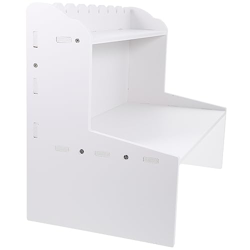 Housoutil Holz-Kunststoff-Platten Lagerung Veranstalter Büro Gestell Organisator des Arbeitszimmers 2-stufiger Regalorganisator Tischregal-Organizer 2-stöckiges Desktop- Wpc Weiß von Housoutil