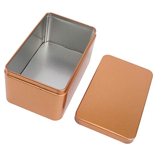 Housoutil Leere Blechschachtel mit Deckel Metalldose Rechteck- Lagerbehälter für Tee Leckereien Geschenke Kerzen Gefälligkeiten Und Handwerk (Golden) von Housoutil