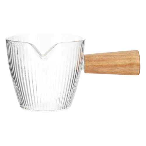 Housoutil Espresso Shot Pitcher, 100ml Milchkännchen Glas Mit Holzgriff, Espresso Messbecher, Milchkännchen Klein von Housoutil