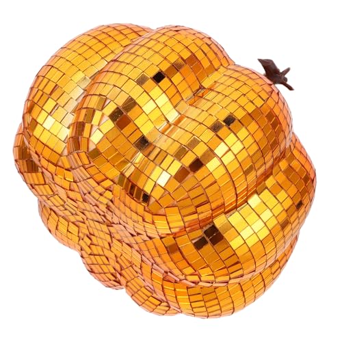 Housoutil Reflektierender Disco-spiegelkürbis Glitzernde Halloween Erntedank-deko Künstliches Glas-Ornament für Festliche Tischmitte und Bauernhaus-Stil von Housoutil