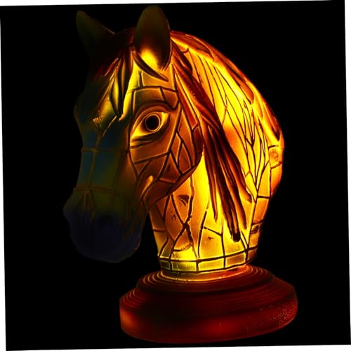 Housoutil Resin Tischlampe Pferdekopf Form Nachtlicht Dekorative Schreibtischbeleuchtung für Schlafzimmer mit Feiner Verarbeitung und Detailreichem Design von Housoutil