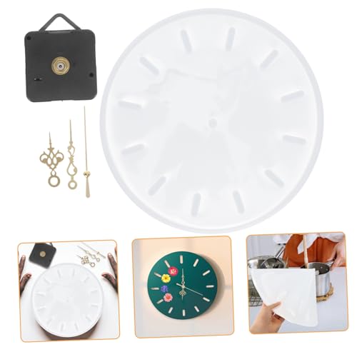 Housoutil Runde Silikonform für DIY Wanduhr mit Epoxidharz Gießform Wiederverwendbar Leicht zu Entformen Mit Klassischem Goldfarbenem Uhrzeigersatz Robust und Verschleißfest für von Housoutil