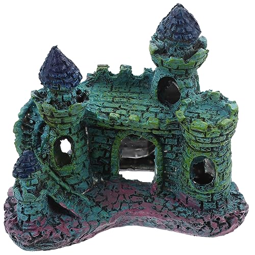 Housoutil Schloss Aquarium Landschaftsbau Mini- Aquarium Burg Versteck Kunsthandwerk aus Kunstharz Ornament Dekorationen für Aquarien Aquarienverzierung Miniatur schmücken Steingarten von Housoutil