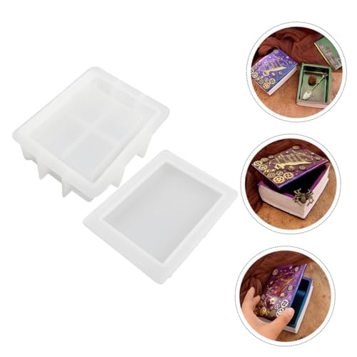 Housoutil Silikonform Buchform Aufbewahrungsbox DIY Epoxidharz Gießform Schmuckdose Bastelform Wiederverwendbar Antihaftbeschichtet Langlebig für Harzkunst und Schmuckaufbewahrung von Housoutil