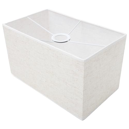 Housoutil Rechteckiger Lampenschirm Aus Leinen E27, 34x20cm Beige Geeignet Für Tischlampen Moderne Lichtabdeckung Für Wohnräume von Housoutil