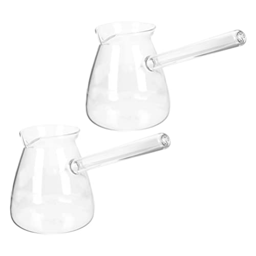 Housoutil Türkische Kaffeekanne Glas Kaffeebereiter Kanne 450ml 2 Stück Transparent Mokkakanne Glas Kessel für Kaffee Tee Milch Büro Zuhause Café Restaurant Kochgeschirr von Housoutil