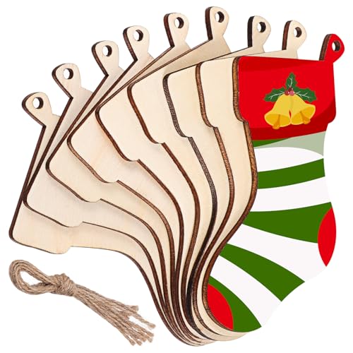 Housoutil Unfertige Weihnachtsstrümpfe aus Holz, 50 Stück Weihnachts-hängeornamente in Strümpfeform mit Schnüren, DIY-hängeornamente für Die Weihnachtsdekoration zu Hause Housoutil Unfertige Weihnachtsstrümpfe aus Holz, 50 Stück Weihnachts-hängeornamente in Strümpfeform mit Schnüren, DIY-hängeornamente für Die Weihnachtsdekoration zu Hause von Housoutil