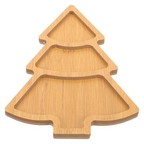 Housoutil Weihnachtsbaum Holz-Serviertablett, Weihnachten Holz Serviertablett Teller Teller, Wooden Servieren Platte Für Snacks, Kekse Snacks Obst Fleisch von Housoutil