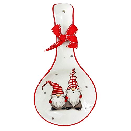 Housoutil Weihnachtsmann Geschirr Weihnachtskeramik L?ffel REST Holder: Gnome Essst?bchen L?ffel Ruht Dish- ? Urlaub Kleine Geschirr Gerichte- Verziert mit Bogen für Küche von Housoutil