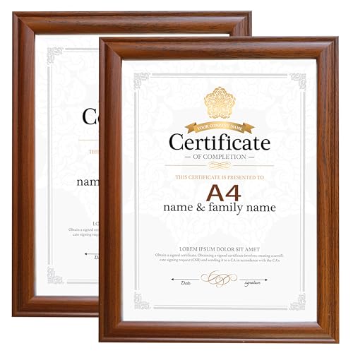 Houstimi 2er-Pack Bilderrahmen A4 Holz Braun Zertifikat Rahmen 21x29,7cm Dokumentenrahmen Diplom Graduierung Bio-Acrylglas Posterrahmen Foto Display Stand für Tischplatte Houstimi 2er-Pack Bilderrahmen A4 Holz Braun Zertifikat Rahmen 21x29,7cm Dokumentenrahmen Diplom Graduierung Bio-Acrylglas Posterrahmen Foto Display Stand für Tischplatte von Houstimi