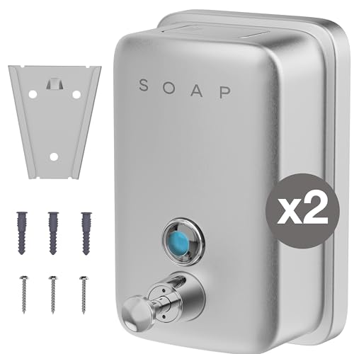 Hovea - 2er-Set Seifenspender Wandbefestigung 500 ml - Edelstahl Seifenspender zur Wandmontage - Flüssigseife, Shampoo - Wand Soap Dispenser - Gebürstetes Metall Anti-Rost - Bad, Küche - SP520 von Hovea