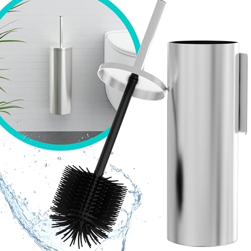 Hovea - Klobürste Wandmontage - Toilettenbürste Silikon & Metall - Wand WC-Bürste Ohne Bohren - Wandbefestigung mit Sticker oder Schraube - Rostfreier Edelstahl 304 - Klobürstenhalter - WC3611 Hovea - Klobürste Wandmontage - Toilettenbürste Silikon & Metall - Wand WC-Bürste Ohne Bohren - Wandbefestigung mit Sticker oder Schraube - Rostfreier Edelstahl 304 - Klobürstenhalter - WC3611 von Hovea