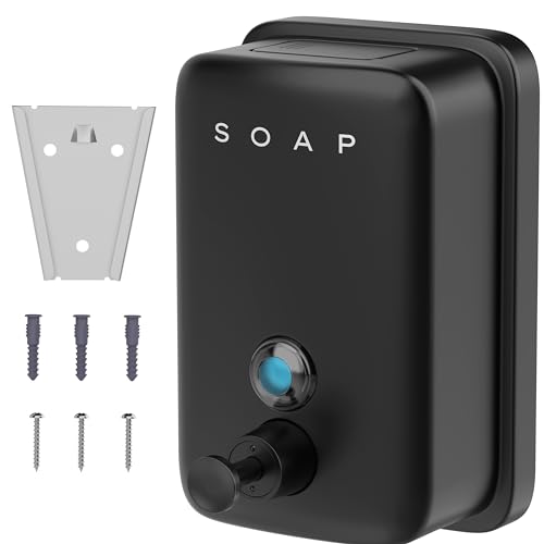 Hovea - Seifenspender Wandbefestigung Schwarz 500ml - Edelstahl Seifenspender zur Wandmontage - Flüssigseife, Shampoo - Wand Black Soap Dispenser - Gebürstetes Metall Anti-Rost - Bad, Küche - SP501 von Hovea