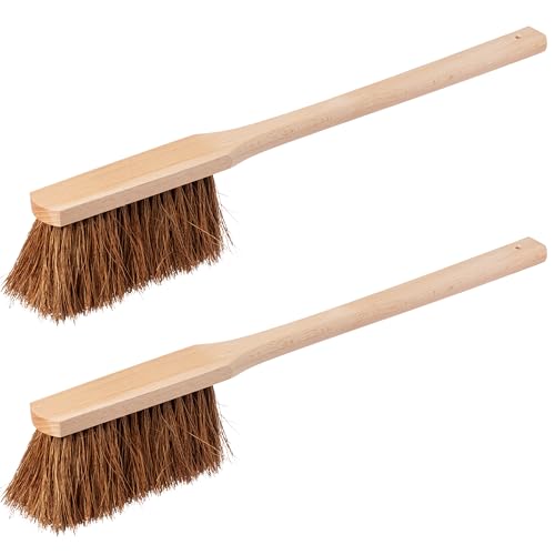 2er Set Handfeger Langer Stiel Kokos, Made in Germany, Handfeger mit langem Stiel aus Kokos und Holz, Kokos Handbesen mit langem Langstiel, Handfeger von Hovedal
