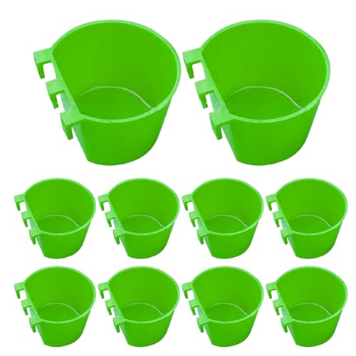 10er-Pack Hühner-Wasserbecher, hängender Vogelfutterspender für Käfige, 227 ml, Kaninchen-Futternäpfe für Tauben, Sittiche, Geflügel mit Haken, grüner Hühnerfutterspender, Hühnergrit-Futterspende von HoveeLuty