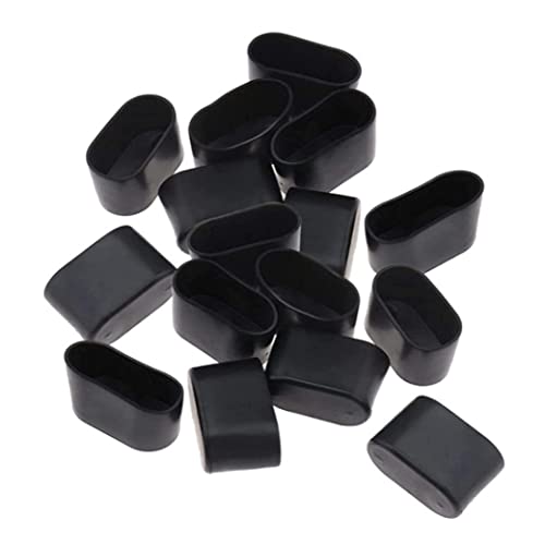 16 Stück transparente ovale Stuhlbeinkappen, Stuhlbein-Bodenschoner, weiche PVC-Stuhlbein-Bodenschoner, Möbeltischhussen (25 x 50 mm), schwarze Bodenschoner für Stühle, Möbelpolster, Bodenschoner von HoveeLuty