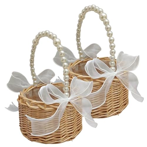 Blumenmädchenkorb 2er-Set Rattan-Blumenkorb mit Perlengriff und Schleife Dekorative Blumenmädchenkörbe für Hochzeiten Zeremonie Style1 Blumenkorb Blumenmädchenkorb 2er-Set Blumenmädchenkörbe für Blumenmädchenkorb 2er-Set Rattan-Blumenkorb mit Perlengriff und Schleife Dekorative Blumenmädchenkörbe für Hochzeiten Zeremonie Style1 Blumenkorb Blumenmädchenkorb 2er-Set Blumenmädchenkörbe für von HoveeLuty