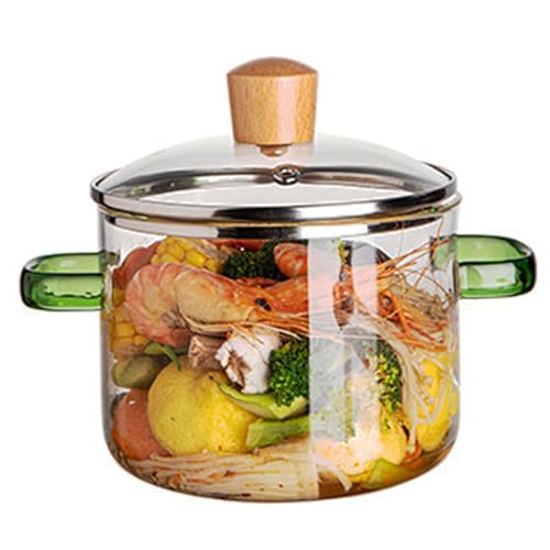 Glastopf mit Deckel, 1,6 l, durchsichtiger Topf mit Doppelgriff, mikrowellengeeigneter Glas-Simmertopf, hitzebeständig, universelle Glastöpfe zum Kochen von Suppe, Milch, Brei, grüner Griff, Glas-Simm Glastopf mit Deckel, 1,6 l, durchsichtiger Topf mit Doppelgriff, mikrowellengeeigneter Glas-Simmertopf, hitzebeständig, universelle Glastöpfe zum Kochen von Suppe, Milch, Brei, grüner Griff, Glas-Simm von HoveeLuty