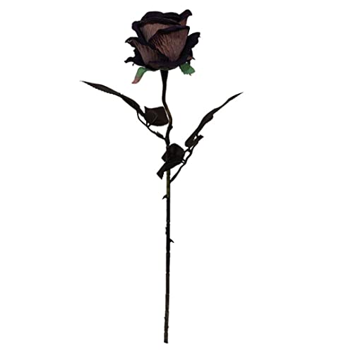 HoveeLuty Halloween künstliche Rose Faux Single Black Rose mit Stamm echte Berührung gefälschte Blüte Schwarze Blumen Halloween künstliche Blumen 1pc von HoveeLuty