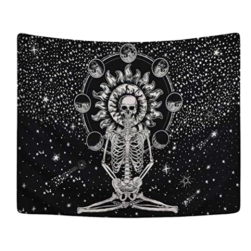 HoveeLuty Wandteppichmatte Schädel Wandteppich für Wandhänge Skelett Schädel Meditation Decke Wand hängend dekorativen Wandteppichen für Raum 39x29 Zoll von HoveeLuty