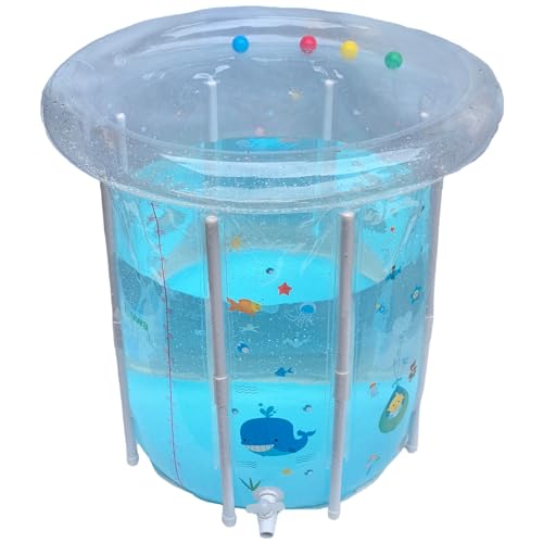 Kinderpool 29, 5 x 31, 5 Zoll Aufblasbarer Babypool Cartoon-Muster Babyschwimmbecken mit Abfluss Transparentes versiegeltes PVC Kühlendes Kleinkinderbecken für heiße Tage Babyschwimmbecken Aufblasb von HoveeLuty