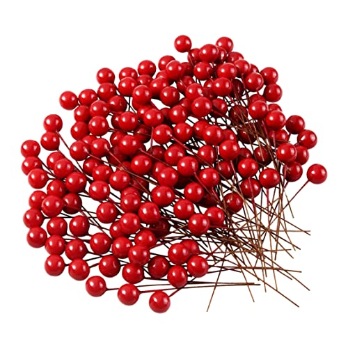Künstliche Beeren Rot Dekorative Weihnachten Stechpalme Beeren Schaumkugel Eisendraht Rote Kugel Kaffeestab Kranz Weihnachtsfeier Dekoration Zubehör 200 Stück von HoveeLuty