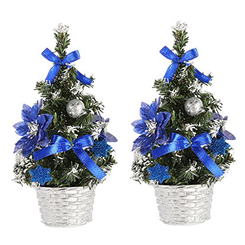 Mini-Weihnachtsbaum, künstlich, Tisch, Mini-Weihnachtsbaum, künstlich, kleiner Weihnachtsbaum, Tischdekoration, 2 Stück, Blau von HoveeLuty