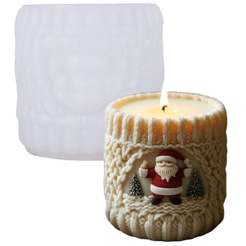 Weihnachtskerzenformen, 3D-Strick-Weihnachtsmann-Zylinder, Weihnachtsformen aus Silikon für DIY-Wachskerzen, Seifen, Kunsthandwerk, Kuchen, Schokolade, Heimdekoration, Stil 1, Silikonformen für K Weihnachtskerzenformen, 3D-Strick-Weihnachtsmann-Zylinder, Weihnachtsformen aus Silikon für DIY-Wachskerzen, Seifen, Kunsthandwerk, Kuchen, Schokolade, Heimdekoration, Stil 1, Silikonformen für K von HoveeLuty