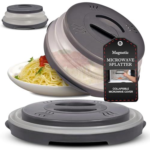 Magnetische Mikrowellen-Spritzschutzabdeckung 2.0-Design, faltbare Mikrowellen-Abdeckung für Lebensmittel – verbesserte Magnete, belüftete Mikrowellen-Lebensmittelabdeckung, 30,5 cm, BPA-frei von Hover Cover