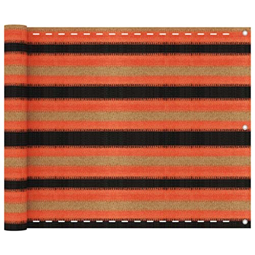 Hovothy Balkonbespannung Balkonsichtschutz Balkonverkleidung Sonnenschutz Sichtschutz für Schutz der Privatsphäre Winddicht und UV-beständig Balkon Dekoration Orange, Braun und Schwarz 75x500 cm von Hovothy