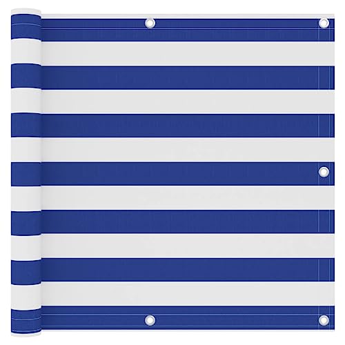 Hovothy Balkonbespannung Balkonsichtschutz Sonnenschutz Sichtschutz Moderne Balkonverkleidung für Schutz der Privatsphäre Balkon Dekoration Winddicht und UV-beständig Blau und Weiß 90x300 cm von Hovothy