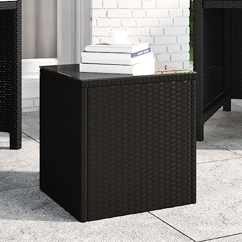 Hovothy Beistelltisch Schwarz 40x37x40,5 cm Poly Rattan Balkontisch Gartentische Rattan Tisch Garten Beistelltisch Outdoor Geeignet für Den Einsatz Im Innen- Und AußEnbereich von Hovothy