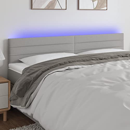 Hovothy Bettkopfteil Moderne Polsterbett-Kopfteils LED-Kopfteil Hervorragende Unterstützung Höhenverstellbar Möbelstück für Schlafzimmer Stilvollen Design Hellgrau 200x5x78/88 cm von Hovothy