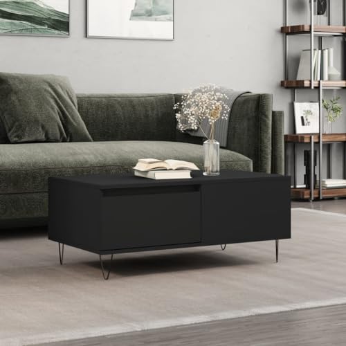 Hovothy Couchtisch 90x50x36,5 cm Couchtisch Wohnzimmer Beistelltisch Sofa Tische Living Room Table Schreibtisch Sofatisch Mit Stauraum Schwarz von Hovothy