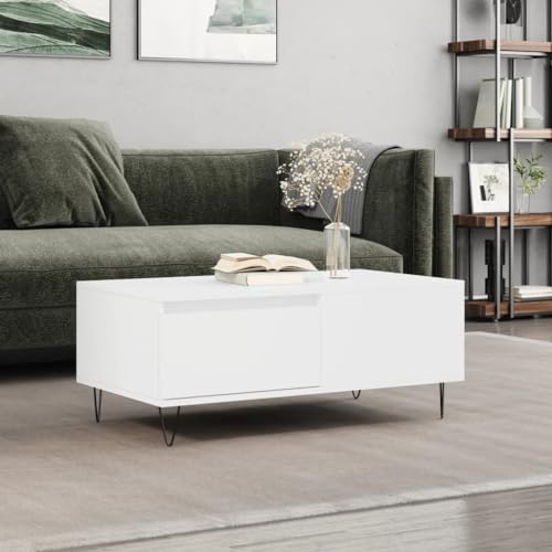 Hovothy Couchtisch 90x50x36,5 cm Couchtisch Wohnzimmer Beistelltisch Sofa Tische Living Room Table Schreibtisch Sofatisch Mit Stauraum Weiß von Hovothy