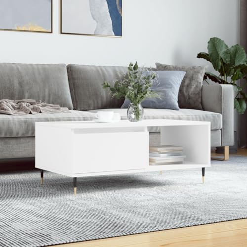 Hovothy Couchtisch 90x50x36,5 cm Wohnzimmertisch Kaffeetisch Beistelltisch Sofatisch Modernes Design Coffee Table für Wohnzimmer, Büro Weiß von Hovothy