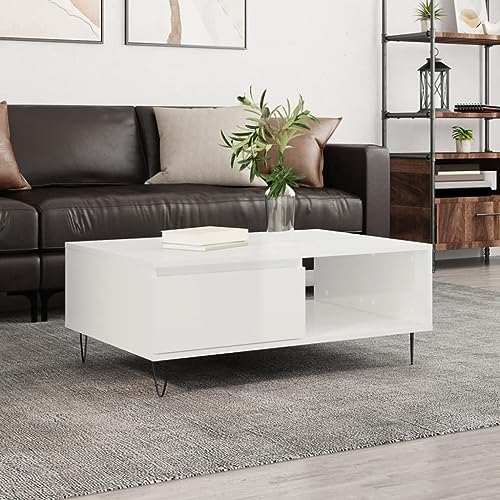 Hovothy Couchtisch 90x60x35 cm Couchtisch WohnzimmermöBel Design Mit Ablageboden Beistelltisch Kaffeetisch Sofa Couch Tisch Stolik Kawowy Do Salonu Hochglanz-Weiß von Hovothy