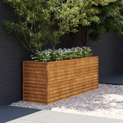 Hovothy Hochbeet 196x50x69 cm Cortenstahl Hochbeete für Garten Pflanzkasten Hochbeet Balkon Kräuterbeet GemüSebeet Hochbeet Metall Kann Blumen Oder Pflanzen Pflanzen Modernes Design von Hovothy