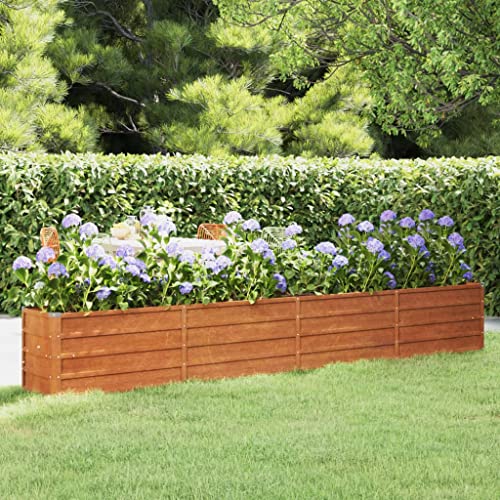 Hovothy Hochbeet Rostig Garten Hochbeet Metall Anzuchtbeet Gemüsebeet Wetterfest Gartenbeet Gemüsebeet Stahl Pflanzenbeet Kräuterbeet Raised Bed Outdoor Geeignet Rostig 320x40x45 cm Cortenstahl von Hovothy