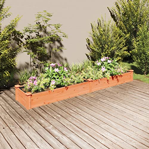 Hovothy Hochbeet mit Einsatz Anzuchtbeet Raised Bed Gartenbeet Pflanzenbeet Hochbeet aus Holz Gemüsebeet Kräuterbeet Blumenkasten Frühbeet für Garten Braun 240x45x25 cm Massives Tannenholz von Hovothy