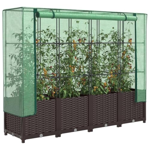 Hovothy Hochbeet mit Gewächshaus-Aufsatz Gemüsebeet Wetterfest Kräuterbeet Blumenkasten Frühbeet Pflanzkasten mit Gewächshaus Blumenbeet Pflanzenbeet Anzuchtbeet Gartenbeet Braun 160x40x138 cm PP Hovothy Hochbeet mit Gewächshaus-Aufsatz Gemüsebeet Wetterfest Kräuterbeet Blumenkasten Frühbeet Pflanzkasten mit Gewächshaus Blumenbeet Pflanzenbeet Anzuchtbeet Gartenbeet Braun 160x40x138 cm PP von Hovothy