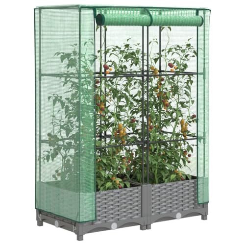 Hovothy Hochbeet mit Gewächshaus-Aufsatz Pflanzenbeet Anzuchtbeet Pflanzkasten mit Gewächshaus Gartenbeet Gemüsebeet Wetterfest Kräuterbeet Blumenkasten Frühbeet für Garten Hellgrau 80x40x123 cm PP Hovothy Hochbeet mit Gewächshaus-Aufsatz Pflanzenbeet Anzuchtbeet Pflanzkasten mit Gewächshaus Gartenbeet Gemüsebeet Wetterfest Kräuterbeet Blumenkasten Frühbeet für Garten Hellgrau 80x40x123 cm PP von Hovothy