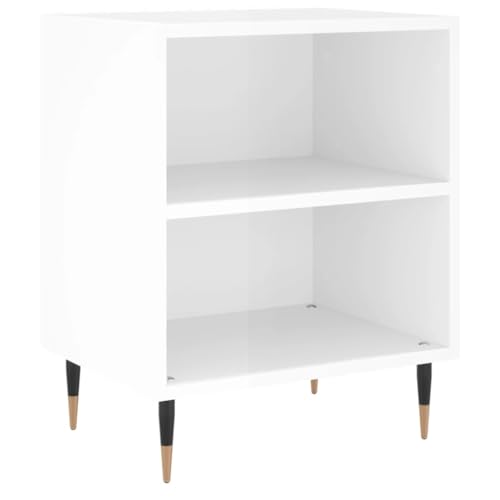 Hovothy Nachttisch Nachtschrank Nachtkästchen Kommode Mit Schubladen 40x30x50cm Kommode Klein Nightstand Holz Bedside Table Couchtisch Hochglanz-Weiß von Hovothy